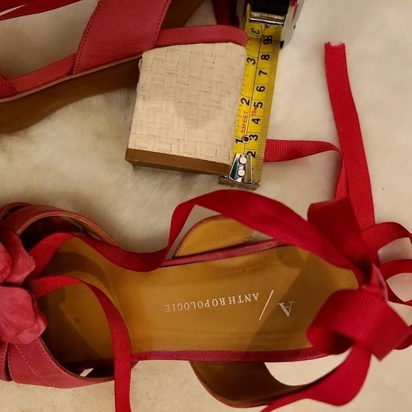 Anthropology Leather & Ankle Wrap 2.5 in Heel Sandals Pink Size 6 - Picture 5 of 7